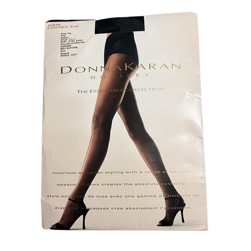 Vintage Donna Karan Hosiery Panty Hose Black Onyx Sheer Control Top Medium